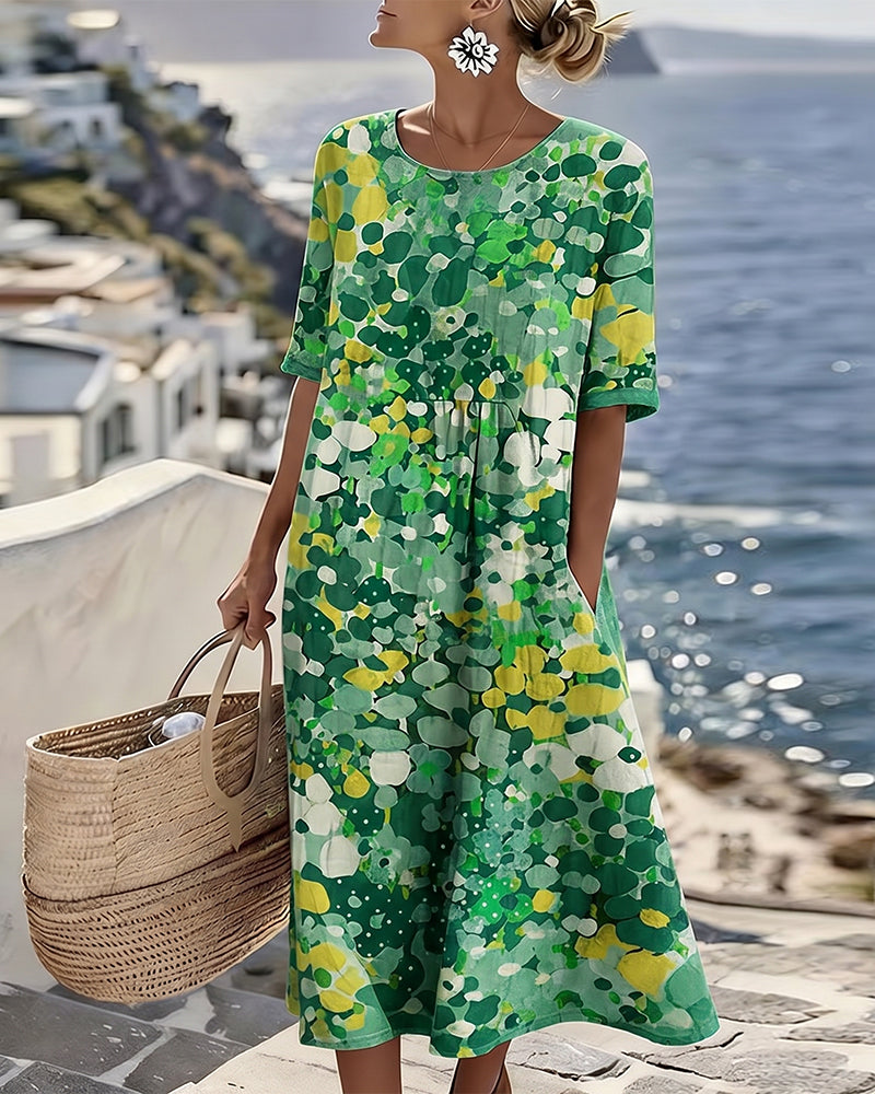 Elena™ - Robe Midi Élegante à Fleurs d&