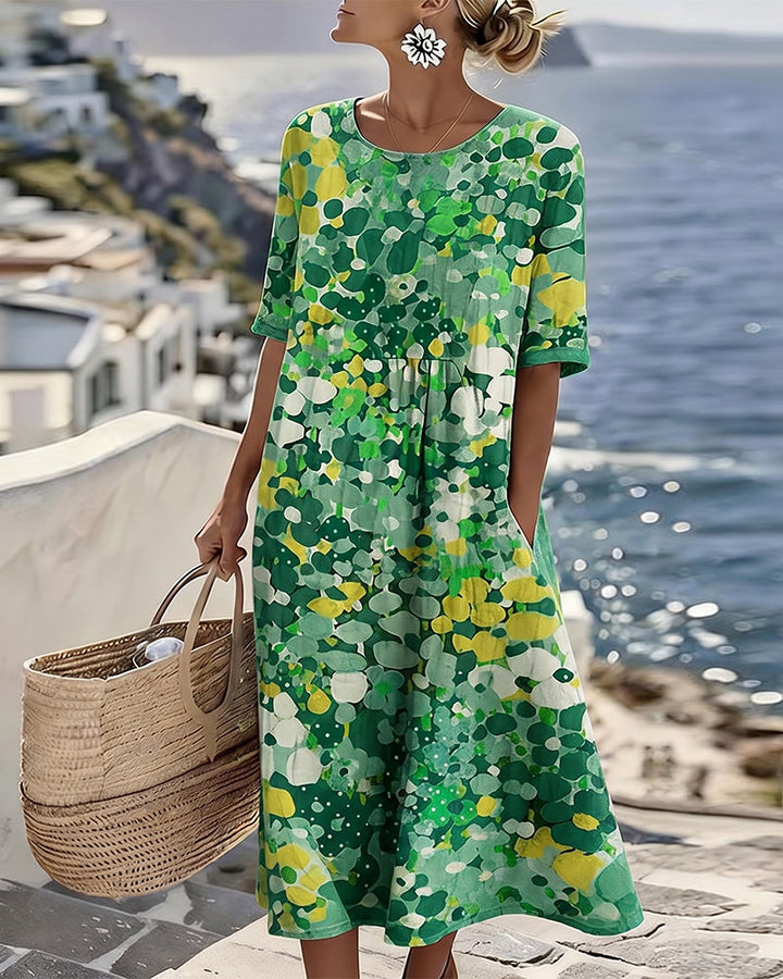 Elena™ - Robe Midi Élegante à Fleurs d&