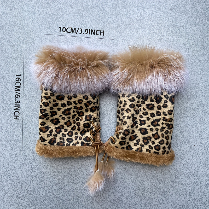 Warm Leopard Print Gloves