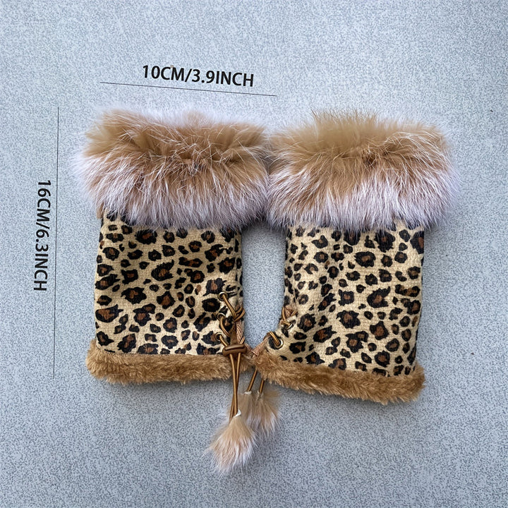 Warm Leopard Print Gloves