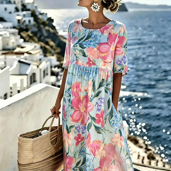 Evie™ - Robe Midi Élegante à Fleurs d&