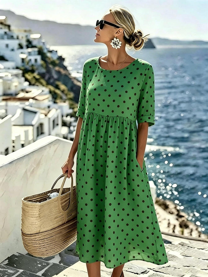 Harper™ | Robe Midi à Pois Émeraude