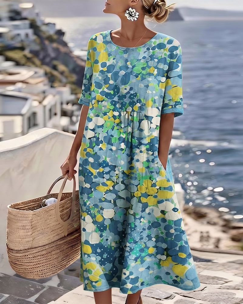 Elena™ - Robe Midi Élegante à Fleurs d&