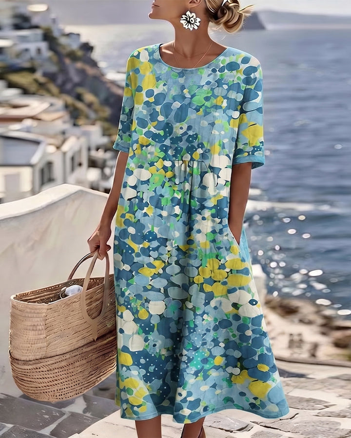 Elena™ - Robe Midi Élegante à Fleurs d&