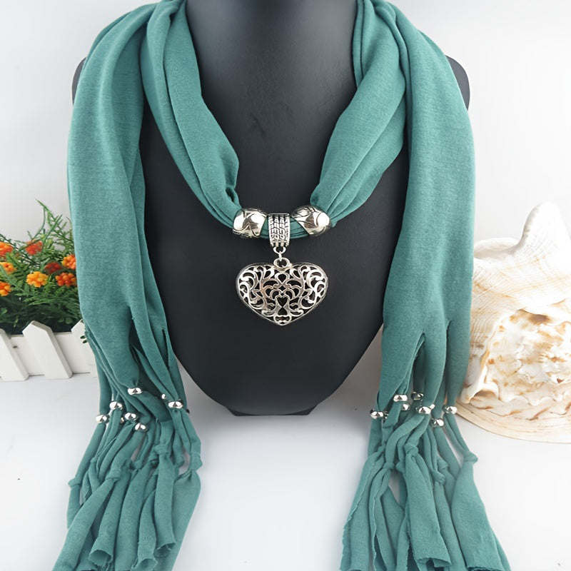 Heart Pendant Vintage Scarf