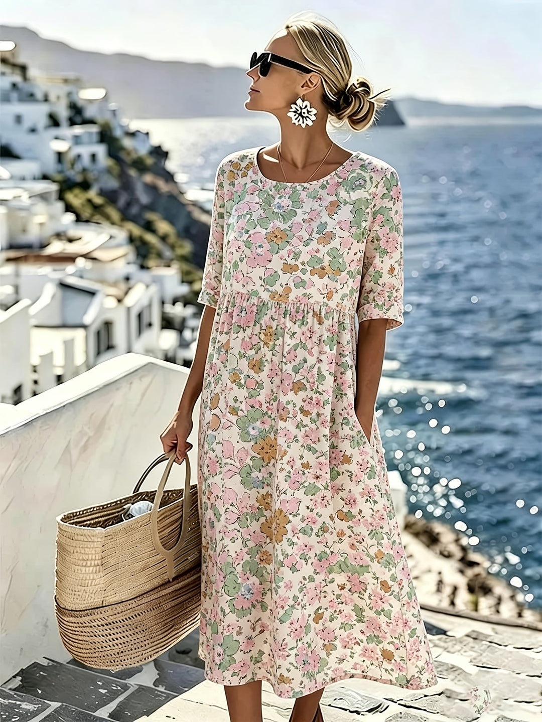 Lily™ - Élégante Robe Midi Florale d&