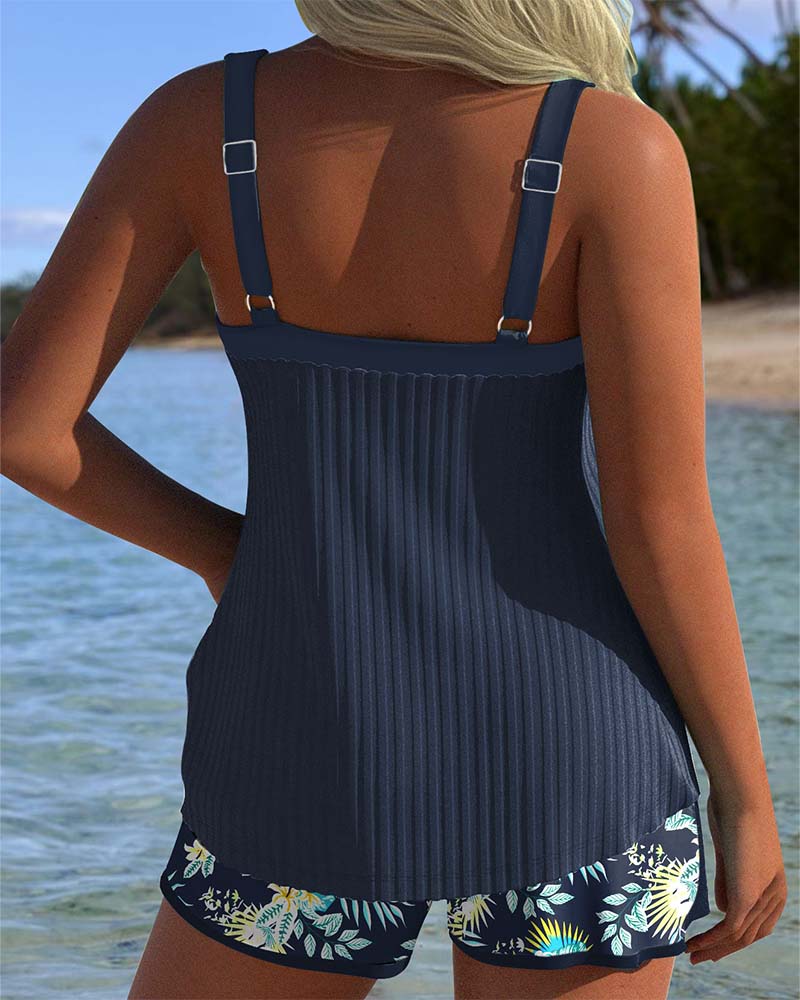 Lana - Striped Tankini with Beach Shorts, Two-Piece