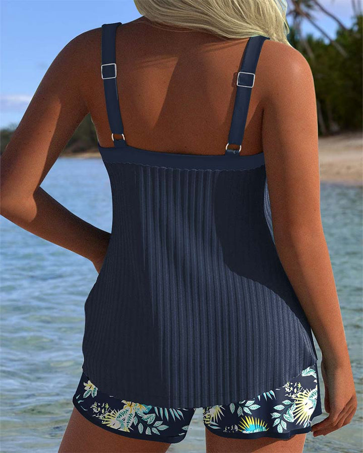 Lana - Striped Tankini with Beach Shorts, Two-Piece