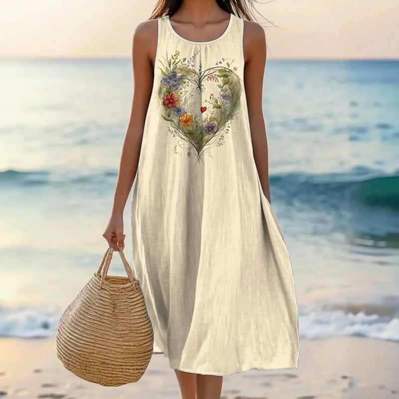 Vintage Heart Print Dress