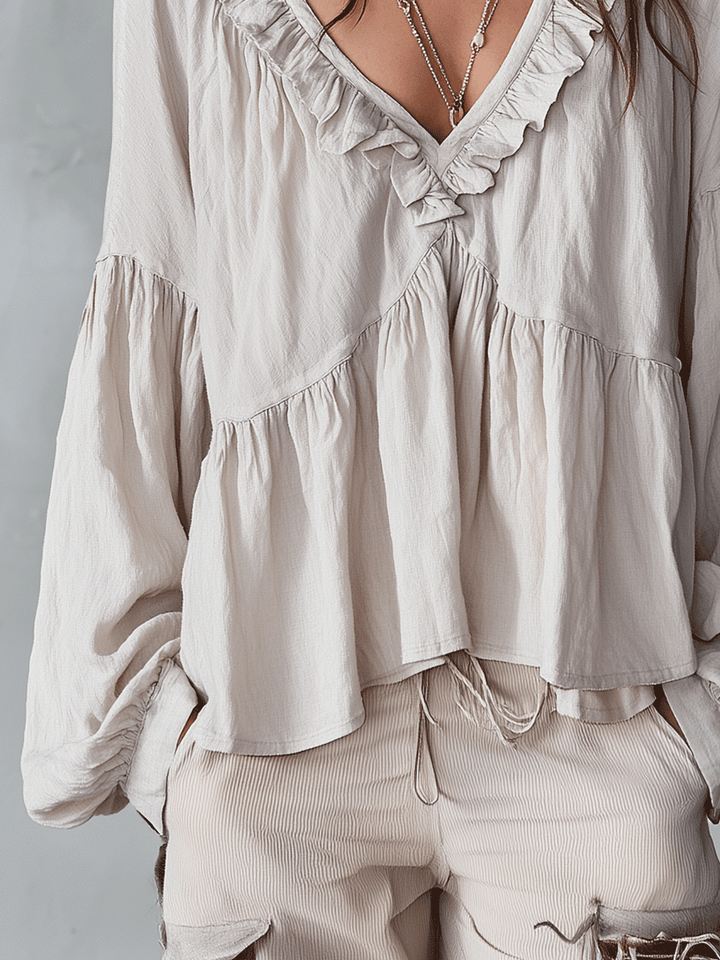 Blouse Bohémienne Douce à Volants Inspirée du Vintage