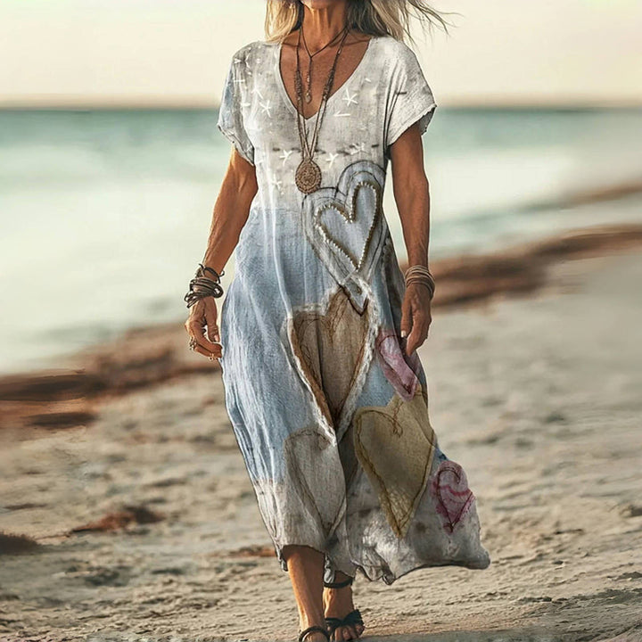 Vintage Heart Print Dress