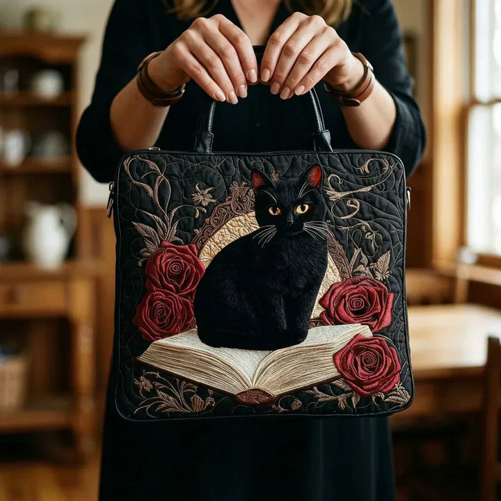 Sac Quilté Artisanale - Chat Noir sur les Livres