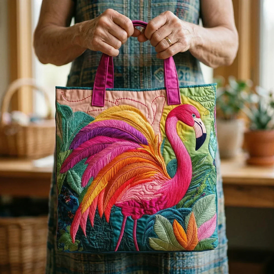Sac Shopper Matelassé - Flamant Rose Arc-en-Ciel