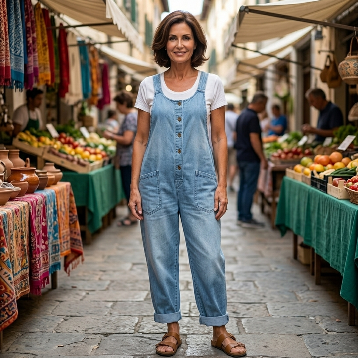 Saylor - Salopette en Denim Coton Vintage Lavé