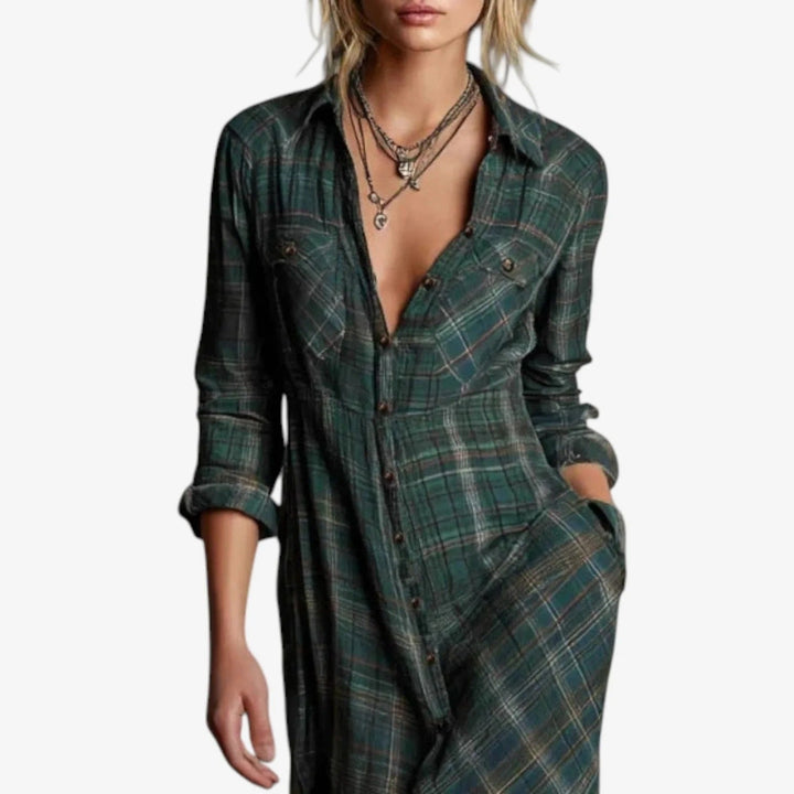 Hattie - Robe Maxi à Carreaux