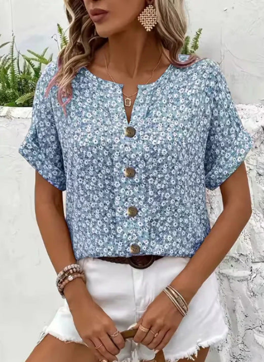 Jelena - Haut Floral Estival Élégant