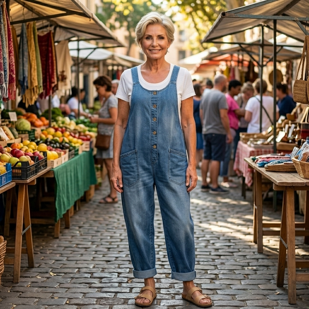 Saylor - Salopette en Denim Coton Vintage Lavé