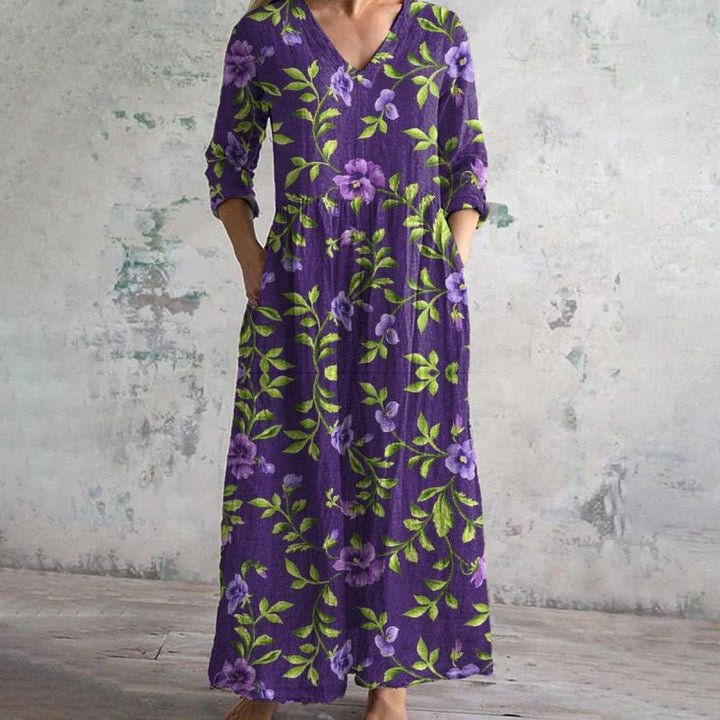 Vintage Floral Print Dress